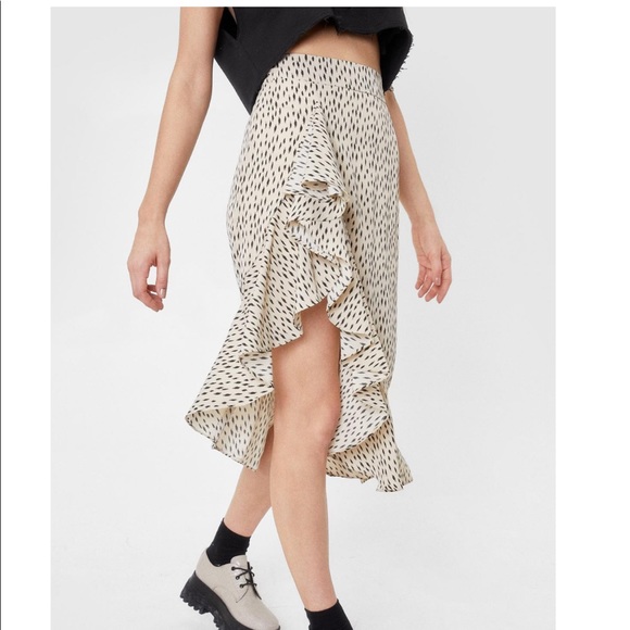 Abstract Asymmetric Ruffle Midi Skirt - Picture 3 of 5